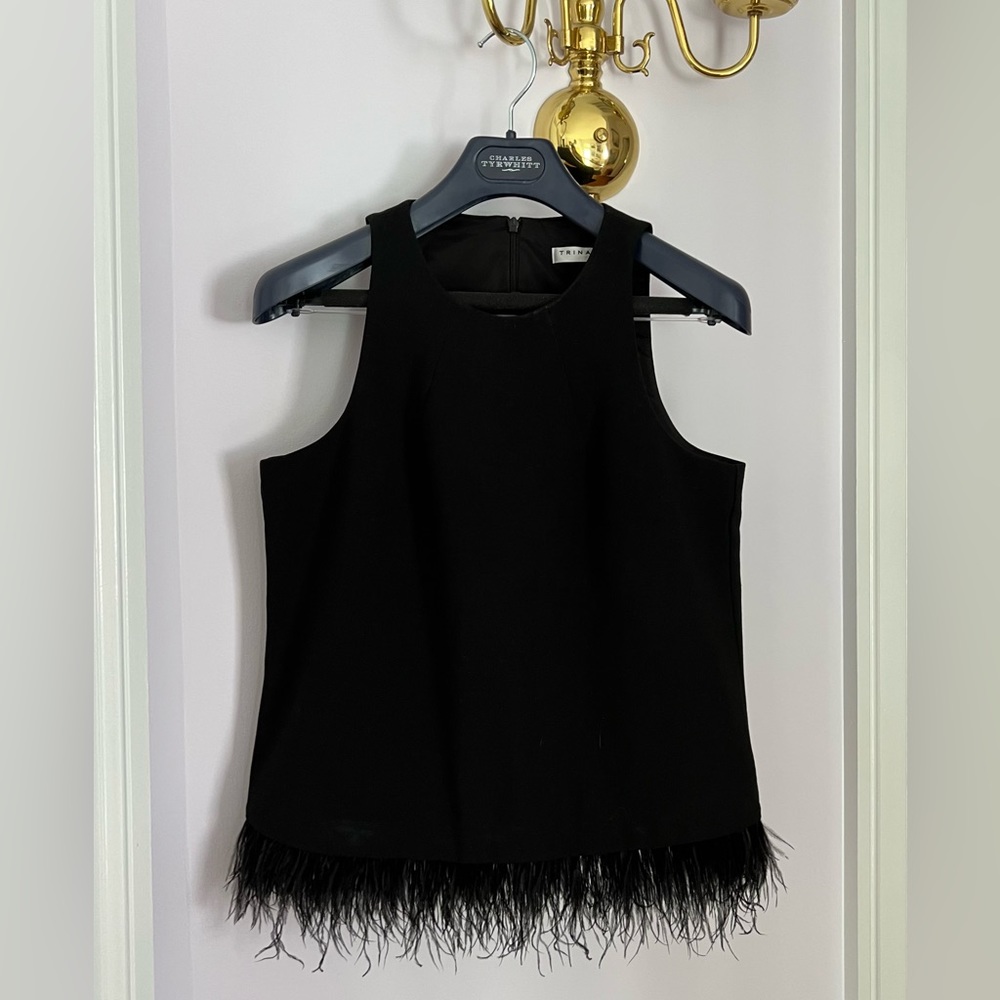 Trina Turk stylish tank with boa trim